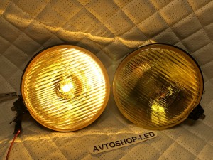 Фары птф круглые Желтые галогеновые с защитными крышками Н3 12V