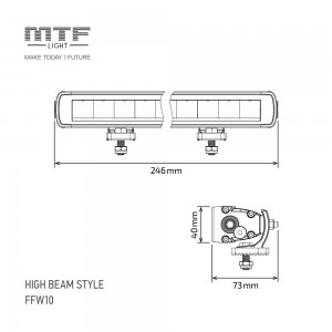 Фара дальнего света MTF Light HIGH BEAM STYLE 12/24V, 25CM, 45W, 2700LM